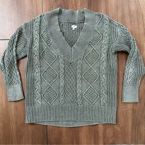 Aerie cotton knit sweater, size XS, washed green